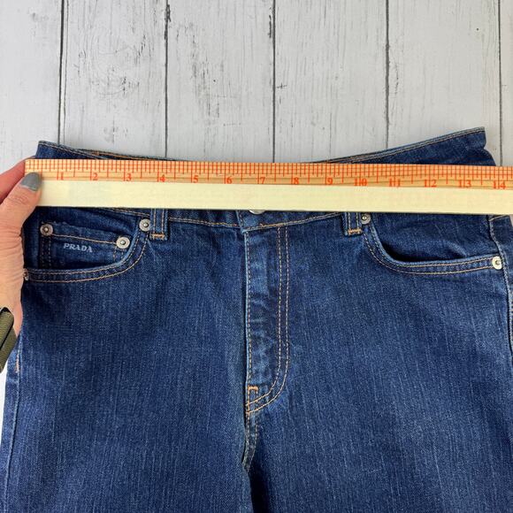 PRADA Dark Blue Stretch Denim Contour Fit Straight Leg High Rise Jeans Size 29 - Picture 13 of 16